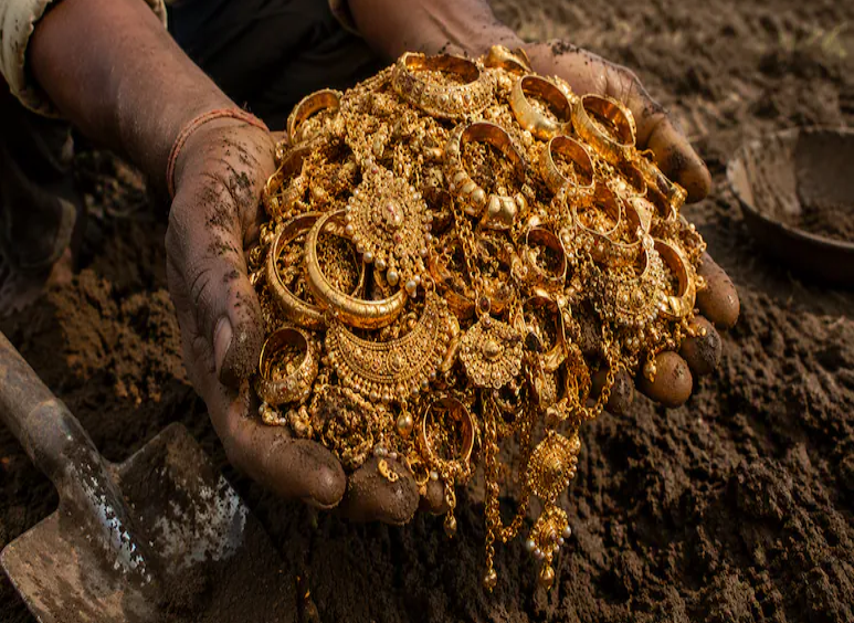 Gold treasure found in field, controversy over ownership