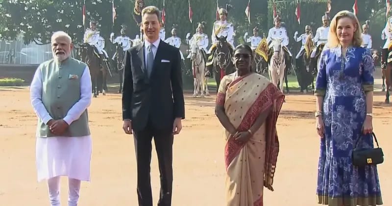 Prince Alois India Visit: ਰਾਸ਼ਟਰਪਤੀ ਭਵਨ ਵਿੱਚ ਲਿਕਟਨਸਟਾਈਨ ਦੇ ਰਾਜਕੁਮਾਰ ਐਲੋਇਸ ਦਾ ਰਸਮੀ ਸਵਾਗਤ