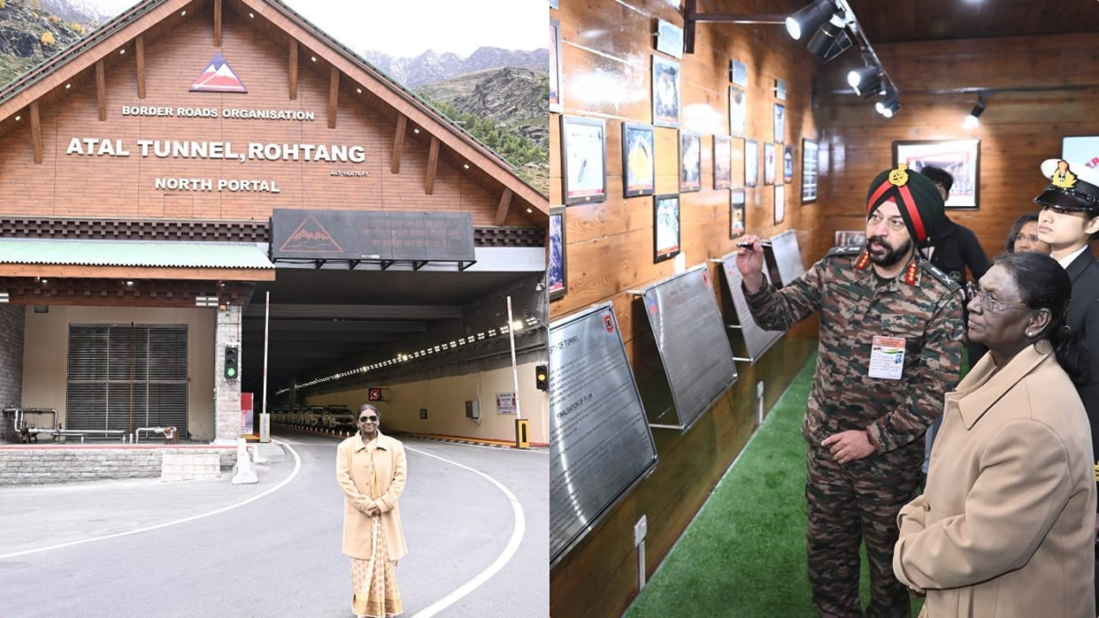 Atal Tunnel North Portal: ਰਾਸ਼ਟਰਪਤੀ ਦ੍ਰੌਪਦੀ ਮੁਰਮੂ ਪਹੁੰਚੇ, ਸੁਰੱਖਿਆ ਨੂੰ ਲੈ ਕੇ ਥਾਂ-ਥਾਂ ਤਾਇਨਾਤ ਰਹੇ ਪੁਲਿਸ ਦੇ ਜਵਾਨ